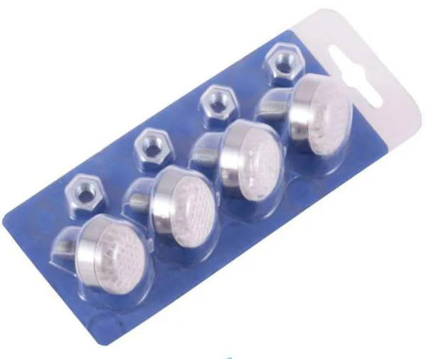 Болт под номер большой белый-белый хром в блистере (4шт.)